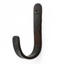 Black metal coat hook with curved design, suitable for hanging towels, clothes, or other household items.