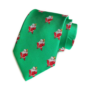 Christmas tie "Green with Santa Claus"