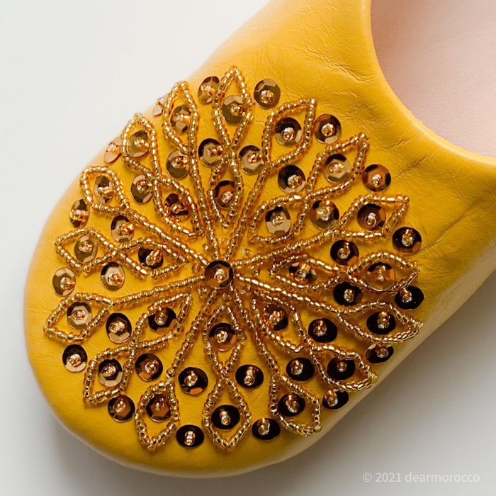 Authentic NEW Yellow Moroccan Babouche Slippers Women's size 7.5 European  38