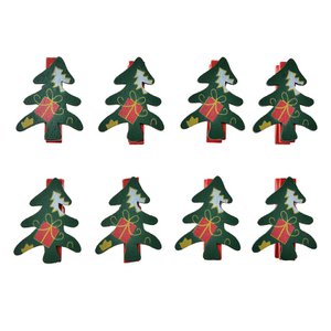 Decorative Pegs 3x1x4 cm Green Wood Christmas Trees