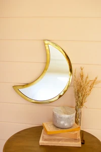 🌙 Messing Crescent Moon Spiegel - Boho Wanddekoration