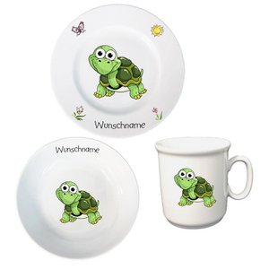 Children's service 3-pc. Turtle with or without a desired name