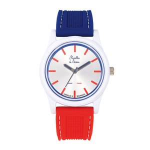 La Tricolore Unisex Watch white case blue red silicone strap