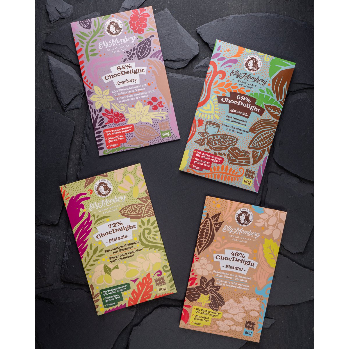 Zestaw 4 batoników ChocDelight - bez dodatku cukru I 240 g