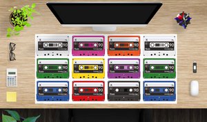 Colorful cassettes - desk pad 100 x 50 cm
