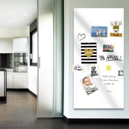  Magnetic marker board in various colors including antique violet, black, blue, brown, dark blue, dark grey, dark red, green, grey, light green, light grey, mint, orange, pink, purple, red, rose, taupe, white, and yellow. The board features a minimalist design with a yellow background and various notes, photos, and other items pinned to it.