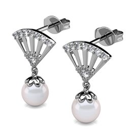 Ingride Pearl Earrings - Silver and Crystal