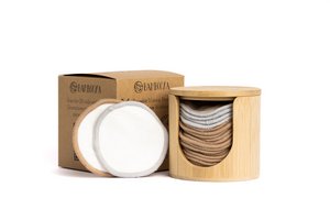 Reusable bamboo Make-up pads (16 pieces) + bamboo holder + laundry bag