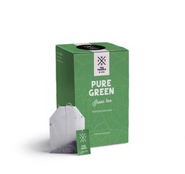 Pure green tea in a box with tea bags. The tea is described as pure green tea.