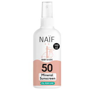 Naïf Minerale Zonnebrandspray 0% parfum voor Baby & Kids Factor 50 100ML