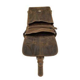 Læder skuldertaske Crossbody taske lavet i 3 farver buffalo læder - Kompakt taske ægte læder