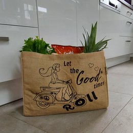 Domelo jute taske indkøbspose. Jute shopper taske. Stort vand -repellent indkøbskurv/ strandpose. Badepose XXL/ indkøbspose gaver til kvinder.
