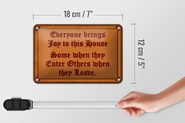 Tin sign saying 18x12cm everyone brings joy this house decoration