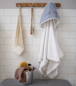 Blue – large bath towel with a hood, personalized