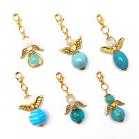 Guardian angel "color sets purple to black" keychain, set of 6, gold-colored