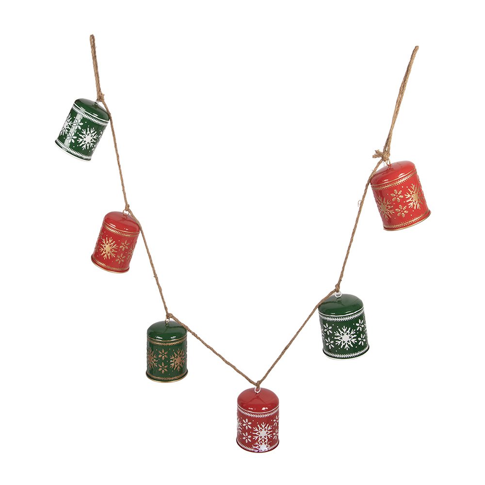 Decoratie Kerstslinger 150x12x17 cm Rood Metaal