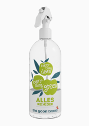 Clear spray bottle with green and white label featuring the text "Alles Grüne" and a green apple icon.