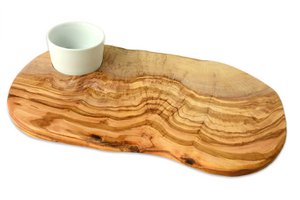 Burgerbrett RUSTIKAL inkl. Porzellanschale (Länge ca. 40- 44 cm)