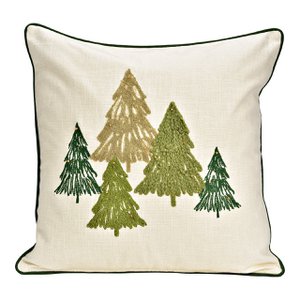 Kussensloop geborduurd met een katoenen sparren, beige (b/h) 45x45cm