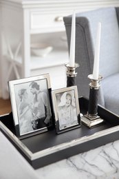 EDZARD serving tray Jackson, square, steel with synthetic leather cover, 38 x 38 cm
