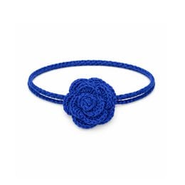 Cobalt blue rose corsage choker, crocheted flower design, adjustable neck accessory