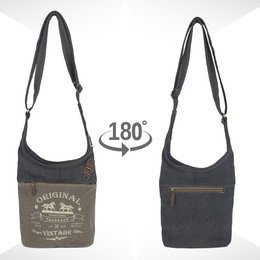 Sunsa schoudertas voor dames. Canvas/canvas & lederen hobo tas. Vintage crossbodytas in retrostijl met veel vakken met ritssluiting ...