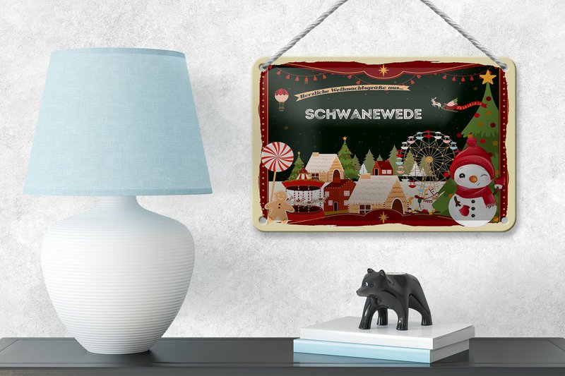 Targa in metallo auguri di Natale Decorazione regalo SCHWANEWEDE 18x12 cm