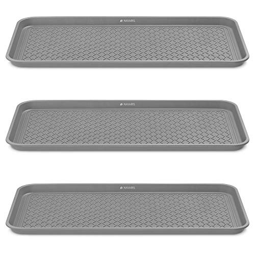 Navaris Set of 3 Shoe Drip Trays - Multi-Purpose Boot Tray for Rain Boots, Winter Boots, Sneakers - Indoor and Outdoor Use in All Seasons - Gray, S