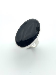 Silver ring 15x25mm Onyx