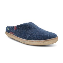 Classic Slipper - felt slippers with rubber sole, navy blue