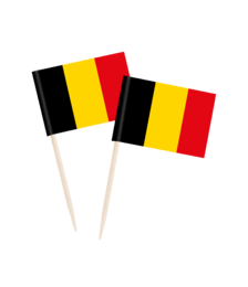 Belgian flag cocktail picks, red yellow black striped party decoration toothpicks