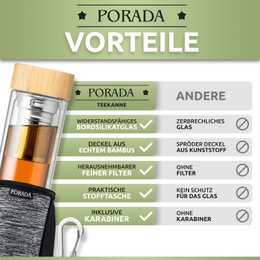 Bouteille de thé de 500 ml avec sac de protection et mousqueton