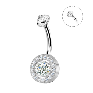 Round Zirconia Banana Belly Button Piercing