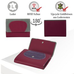 Sunsa damesportemonnee. Leren portemonnee. Portemonnee met RFID-bescherming. Portemonnee gemaakt van overgebleven leer. middelgrote portemonnee voor dames met veel creditcardvakjes - portemonnee voor dames, cadeau-idee