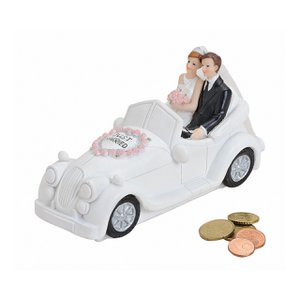 Spardose Hochzeitsauto aus Poly, B16 x T7 x H9 cm