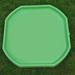  Lime green octagonal sensory play tray, durable plastic, shallow container for children's creative activities.