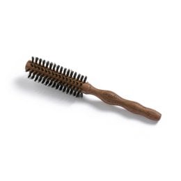 A round, small diameter hair brush with pure boar bristles for blow drying.