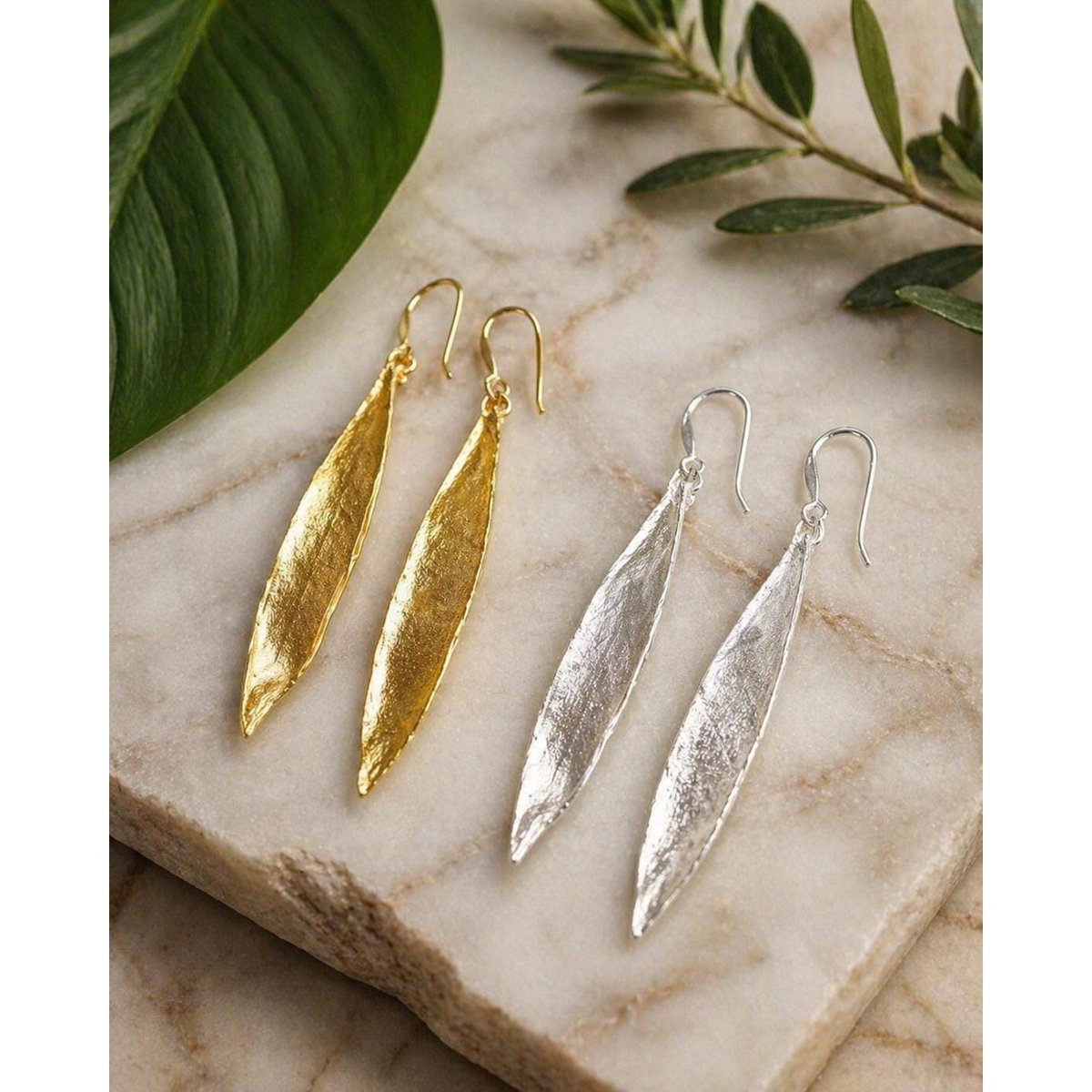 Gold Olive Leaf Earrings, 14K Gold Plated Jewelry, Dangle Earrings, Handmade Boho Jewelry Gift, Birthday Gift for Women, Nature Inspired