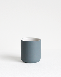 Teal espresso cup, 60 ml capacity, ceramic material, simple cylindrical shape.