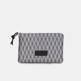 A small, rectangular gray and white quilted purse with a black zipper closure.

The product appears to be a Suke Purse, which is a coin pocket wallet. The purse has a quilted pattern in shades of gray and white, with a black zipper closure. This information would be relevant for a semantic search, as it describes the key visual features of the product, including the colors, materials, and style.
