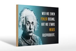  Einstein portrait wooden sign blue background motivational quote wall art wood frame