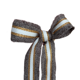  Woven fabric belt beige gold stripes charcoal gray textured material long tie closure