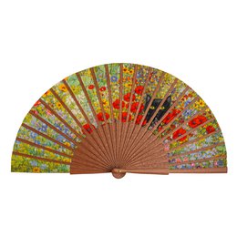 Gustav Klimt Print Hand Fan Cat and Flowers