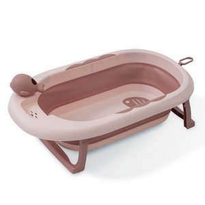 FALTBARE BADEWANNE MIT SPÜLBECHER – ROSA