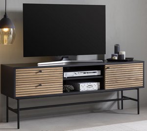 Lowboard zwart/eiken echt houtfineer