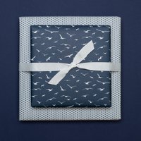 Bird wrapping paper blue - maritime wrapping paper with seagulls, as a gift packaging for baptism, communion or confirmation