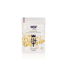 Omega3 supplement in a pouch containing 60 capsules. Provides essential fatty acids for heart and brain health.