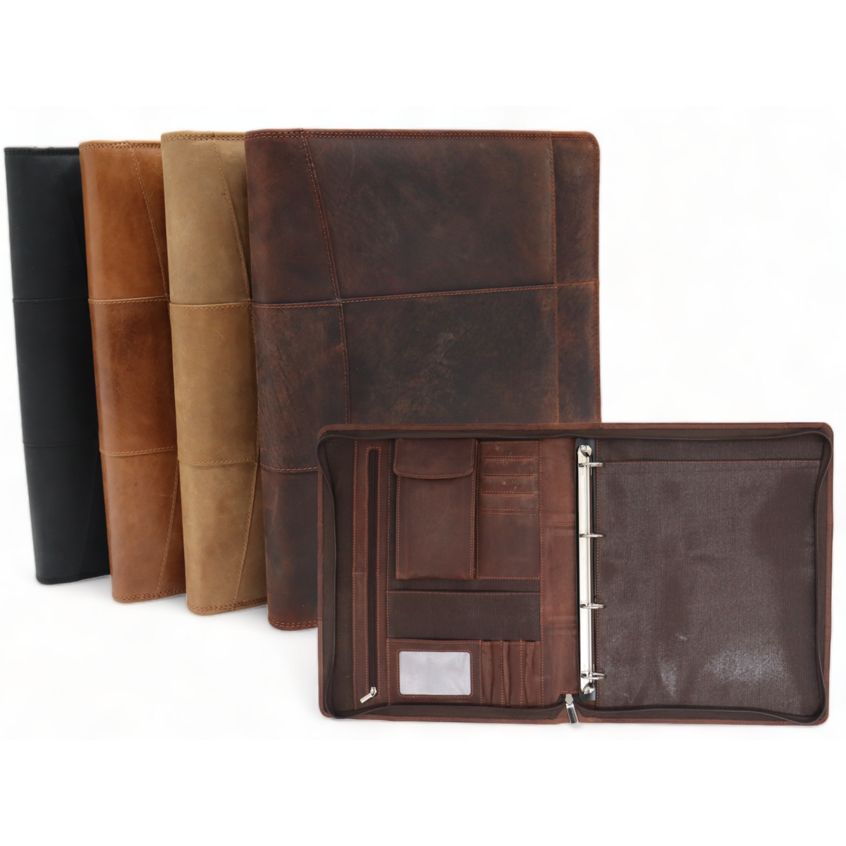 Conférencier A4 DESQ - Pochette à Fermeture éclair Avec Tablette Et Bloc-notes - Design Hollandais Marron
