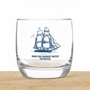 Whiskeyglas aus Kristall „Wasser unterm Kiel“ – maritimes Design, Made in EU