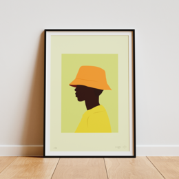 Black and white illustration of Muhammad Ali, the legendary boxer, in a boxing pose. This limited edition art print captures the iconic figure's strength and athleticism.